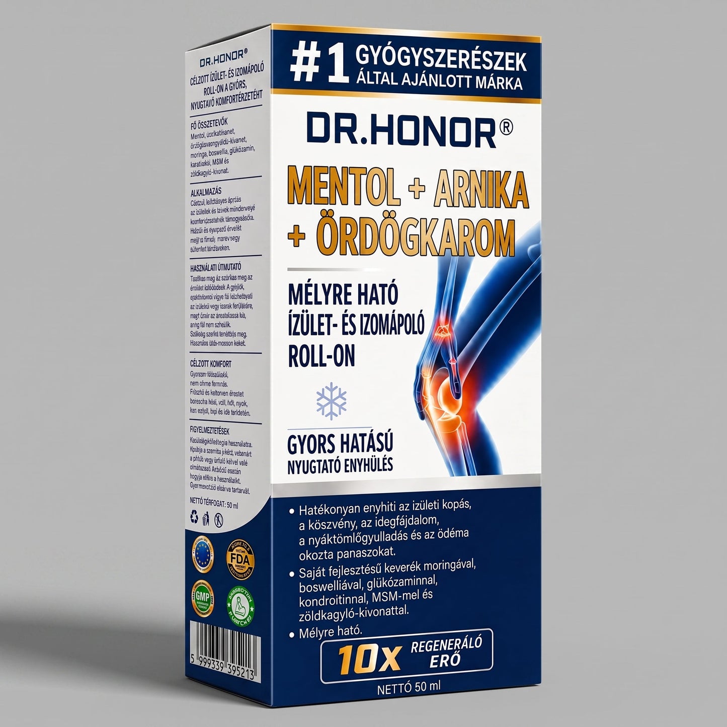 💥💥DR.HONOR® Menthol · Arnika · Ďáblův dráp 10 v 1 Roll-on pro péči o klouby a svaly | Na dnu, ztuhlost kloubů, otoky a bolesti svalů | Rychle se vstřebává, nezanechává mastný pocit