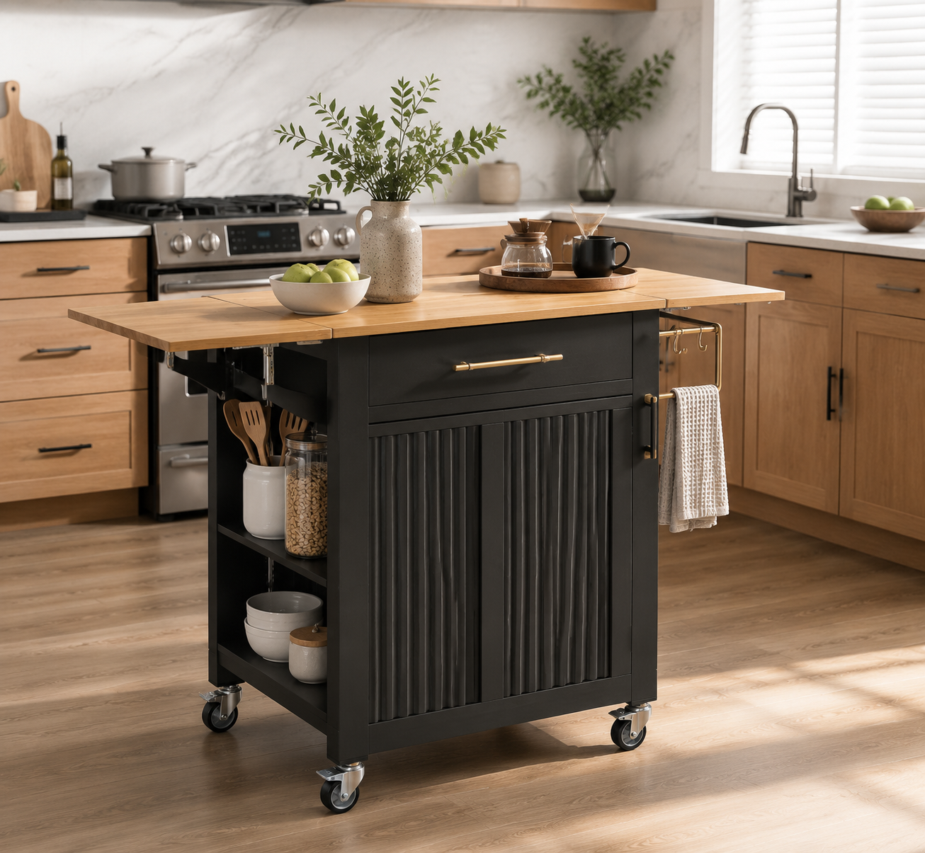 Silvariq™ Novera Folding Kitchen Island Cart